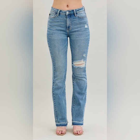 Judy Blue Mid Rise Medium Wash Released Shadow Hem Bootcut Jeans Various NEW - Picture 3 of 16